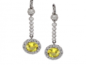 Yellow Sapphire &amp; Diamond Drop Earrings
