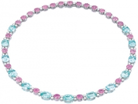 Pink &amp; Blue Sapphire Necklace