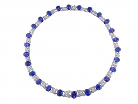 Blue Sapphire &amp; Diamond Necklace