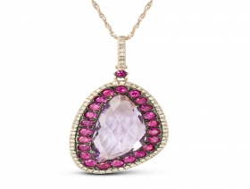 Rose Gold Pendant with Pink Sapphires &amp; Diamonds