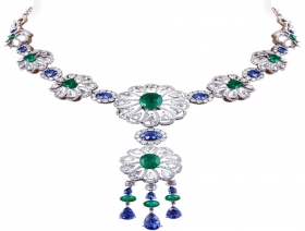 Emerald, Blue Sapphire &amp; Diamond Necklace